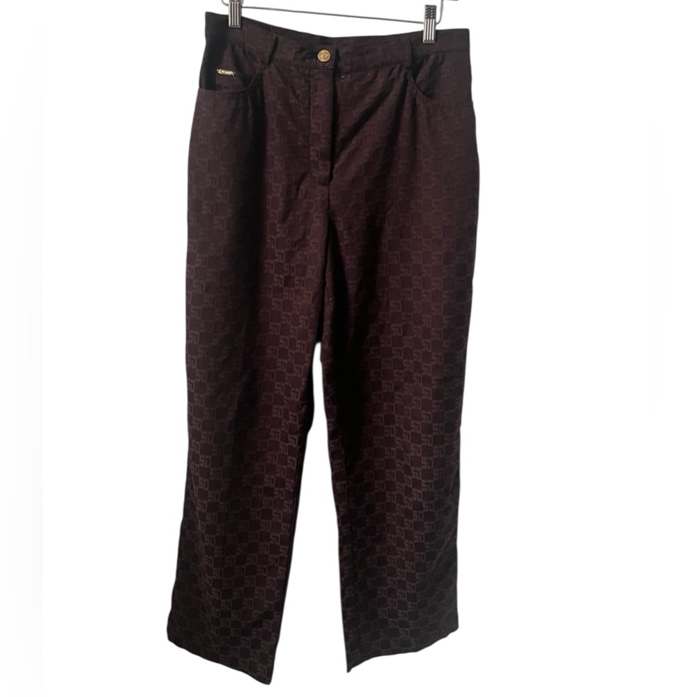 St. John Sport by Marie Gray Women's Wide Leg Brown Jacquard Logo Pants Size 6
